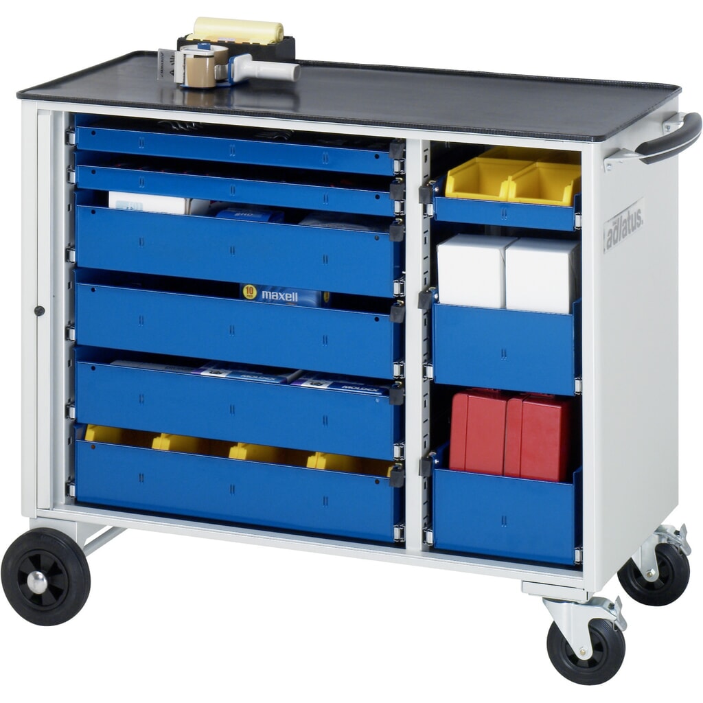 RAU Werkzeugwagen Serie adlatus, HxBxT 890 x 1.025 x 520 mm, 9 Schubladen 3 x 40, 4 x 105, 2 x 130 mm, Arbeitsplatte Metall Produktabbildung: RAU Werkzeugwagen Serie adlatus, HxBxT 890 x 1.025 x 520 mm, 9 Schubladen 3 x 40, 4 x 105, 2 x 130 mm, Arbeitsplatte Metall