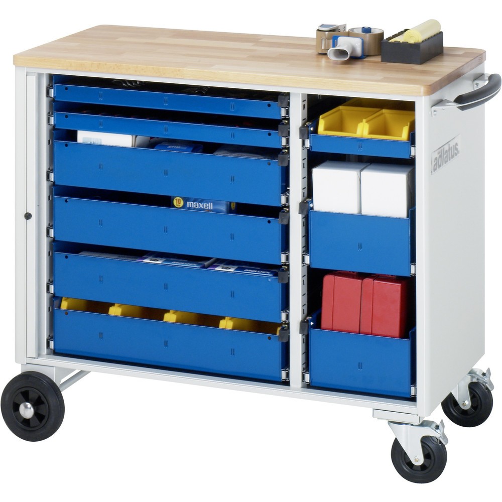 Produktabbildung Nr. 1: RAU Werkzeugwagen Serie adlatus, HxBxT 890 x 1.025 x 520 mm, 9 Schubladen 3 x 40, 4 x 105, 2 x 130 mm, Arbeitsplatte Buche