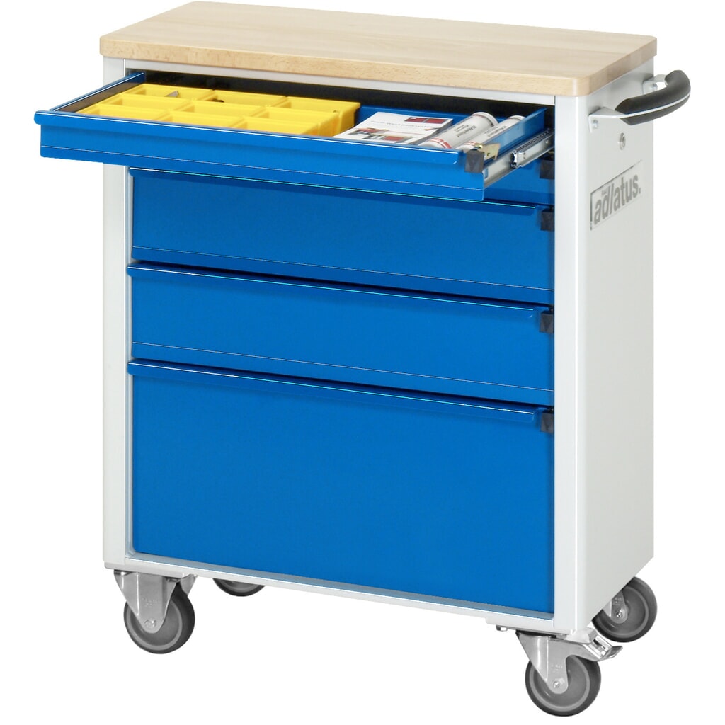 RAU Werkzeugwagen Serie adlatus 700, HxBxT 860 x 700 x 350 mm, 5 Schubladen 2 x 65, 2 x 130, 1 x 260 mm, Arbeitsplatte Buche Produktabbildung: RAU Werkzeugwagen Serie adlatus 700, HxBxT 860 x 700 x 350 mm, 5 Schubladen 2 x 65, 2 x 130, 1 x 260 mm, Arbeitsplatte Buche