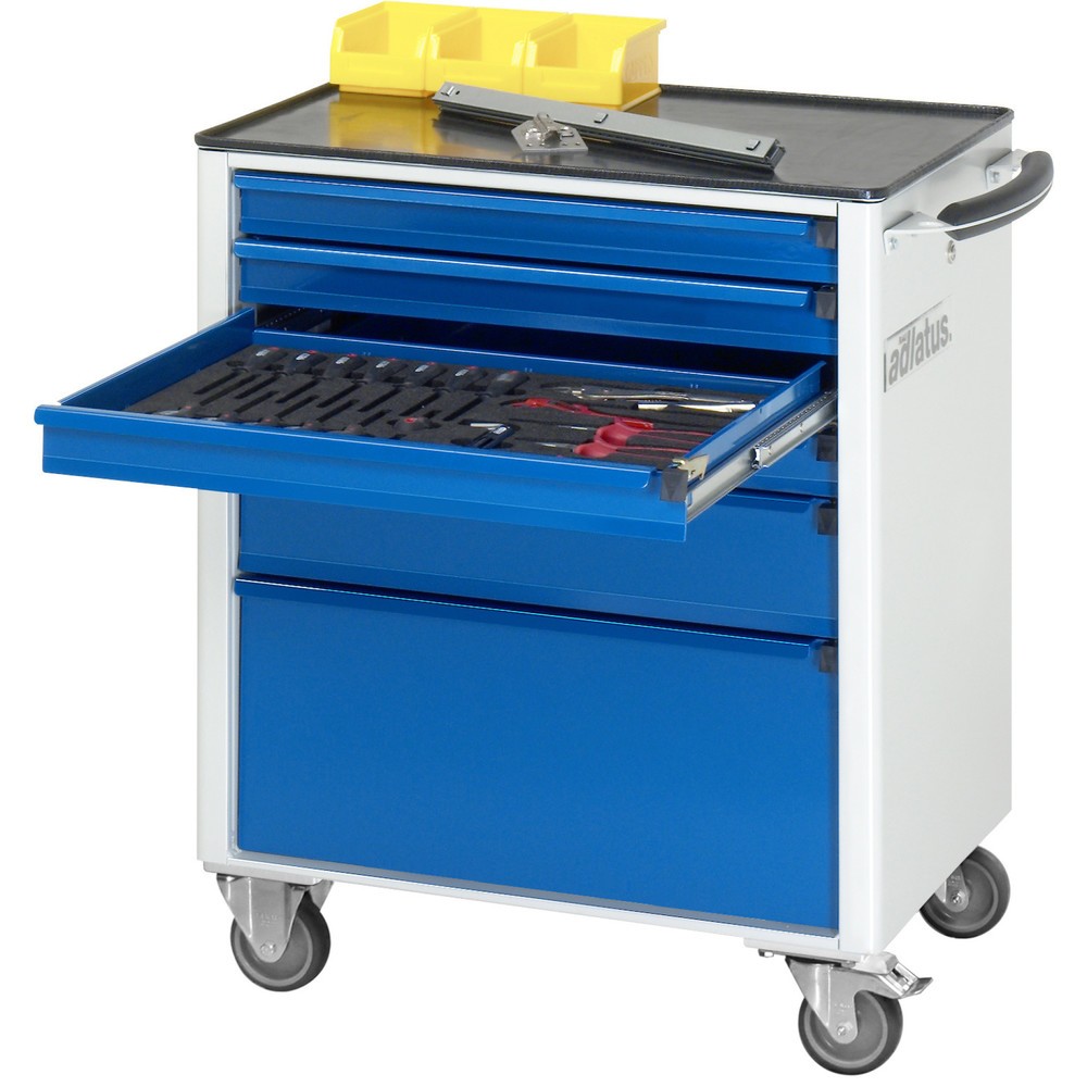 Produktabbildung Nr. 1: RAU Werkzeugwagen Serie adlatus 700, HxBxT 860 x 700 x 510 mm, 6 Schubladen 4 x 65, 1 x 130, 1 x 260 mm, Arbeitsplatte Metall