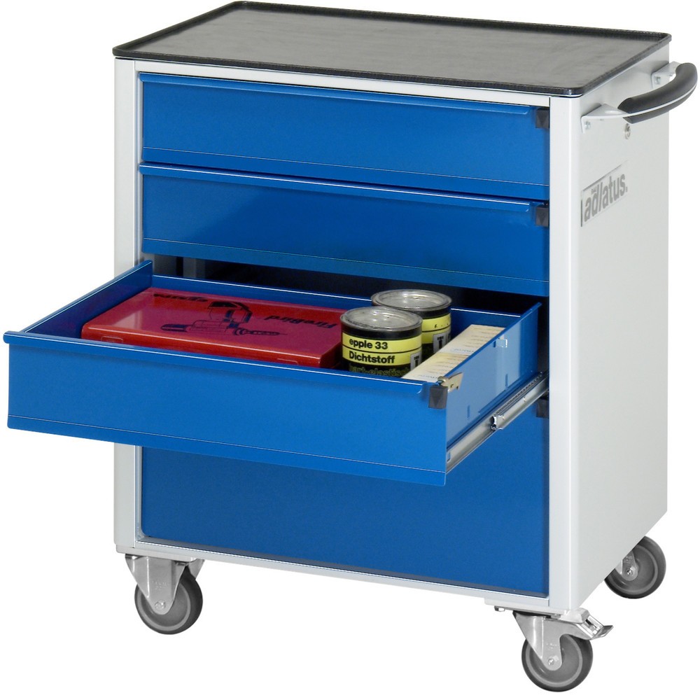 Produktabbildung Nr. 1: RAU Werkzeugwagen Serie adlatus 700, HxBxT 860 x 700 x 510 mm, 4 Schubladen 3 x 130, 1 x 260 mm, Arbeitsplatte Metall