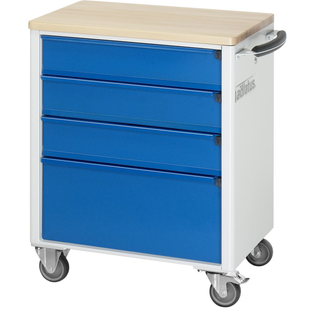 Produktabbildung Nr. 3: RAU Werkzeugwagen Serie adlatus 700, HxBxT 860 x 700 x 510 mm, 4 Schubladen 3 x 130, 1 x 260 mm, Arbeitsplatte Buche
