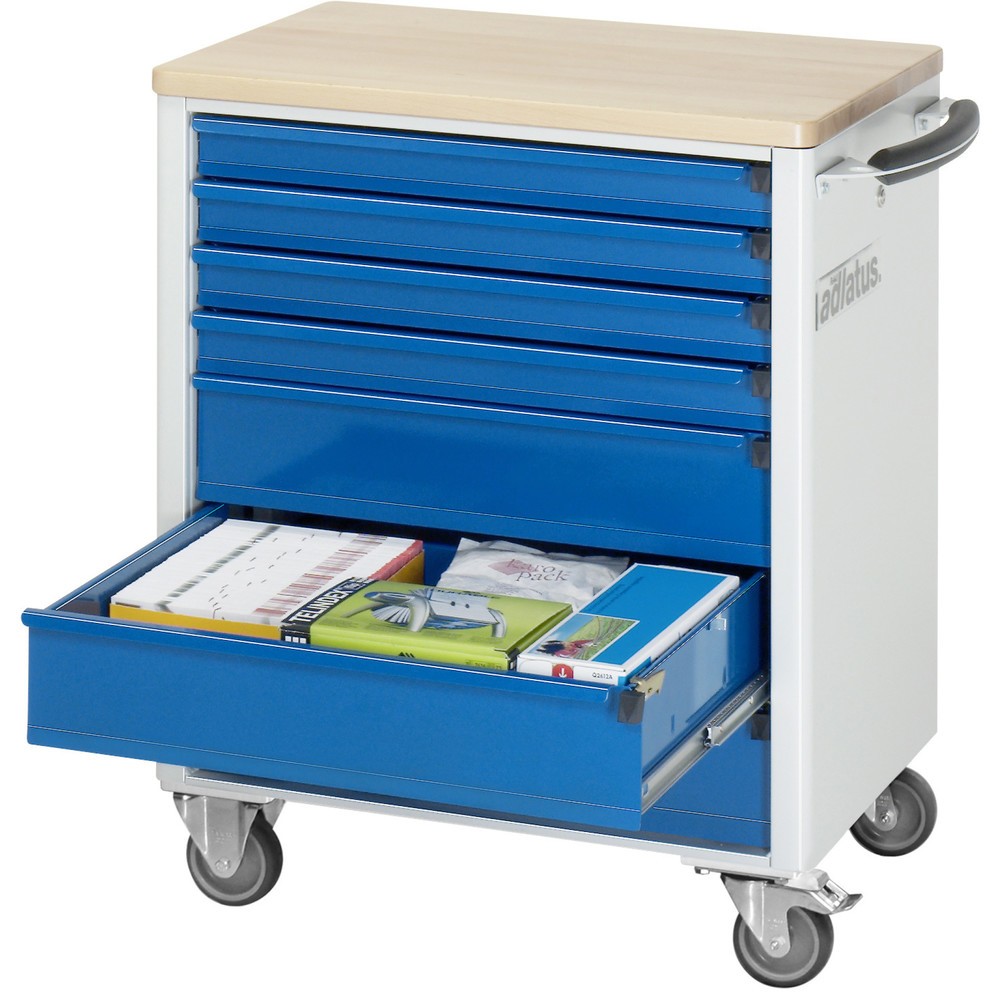 Produktabbildung Nr. 1: RAU Werkzeugwagen Serie adlatus 700, HxBxT 860 x 700 x 510 mm, 7 Schubladen 4 x 130, 3 x 260 mm, Arbeitsplatte Buche