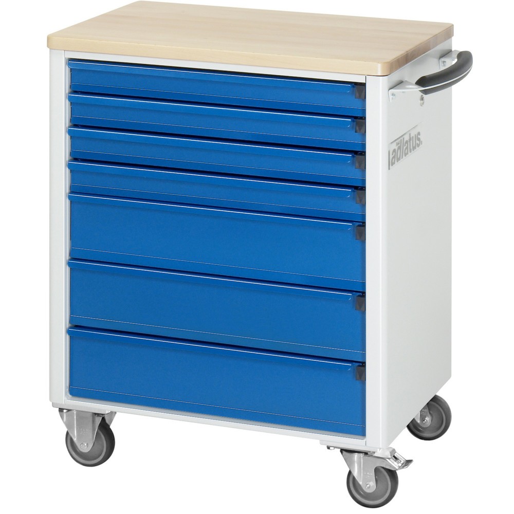 Produktabbildung Nr. 3: RAU Werkzeugwagen Serie adlatus 700, HxBxT 860 x 700 x 510 mm, 7 Schubladen 4 x 130, 3 x 260 mm, Arbeitsplatte Buche