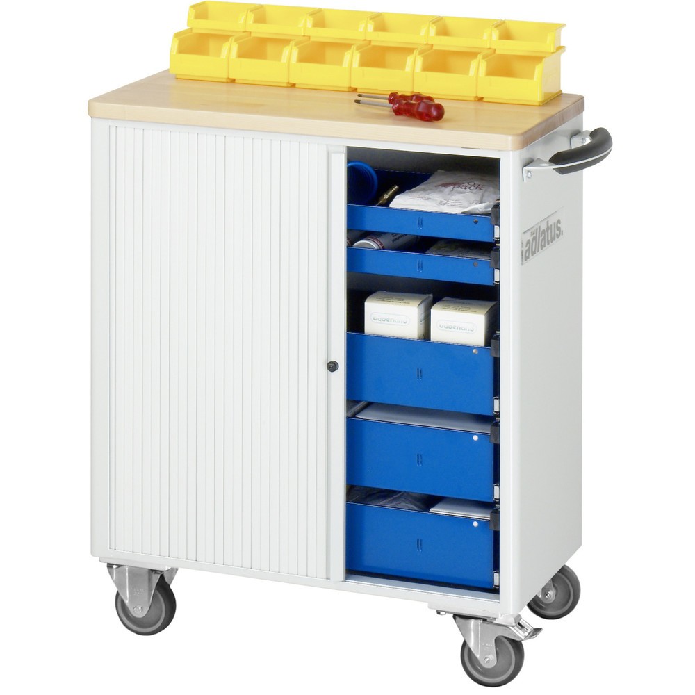 Produktabbildung Nr. 4: RAU Werkzeugwagen Serie adlatus 700, HxBxT 860 x 725 x 400 mm, 5 Schubladen mit Einzelsicherung, 2 x 40, 3 x 105 mm, Arbeitsplatte Buche