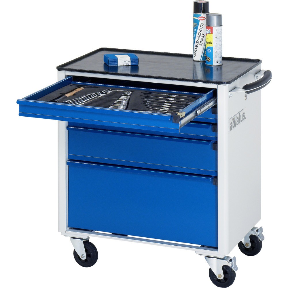 Produktabbildung: RAU Werkzeugwagen Serie adlatus 700, HxBxT 790 x 700 x 510 mm, 5 Schubladen 3 x 65, 1 x 130, 1 x 260 mm, Arbeitsplatte Metall