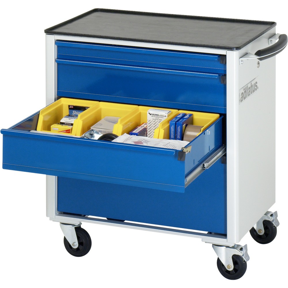 Produktabbildung: RAU Werkzeugwagen Serie adlatus 700, HxBxT 790 x 700 x 510 mm, 4 Schubladen 1 x 65, 2 x 130, 1 x 260 mm, Arbeitsplatte Metall
