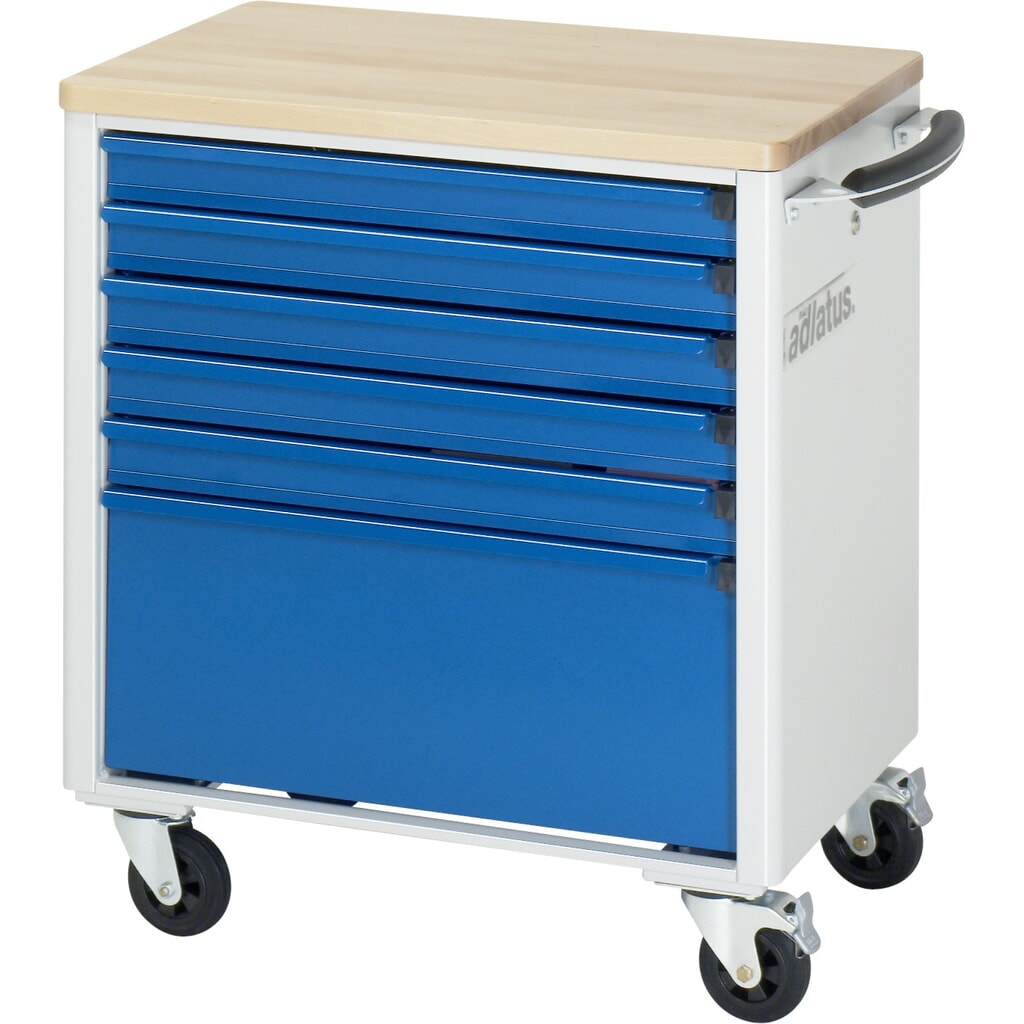 Produktabbildung Nr. 4: RAU Werkzeugwagen Serie adlatus 700, HxBxT 790 x 700 x 510 mm, 6 Schubladen 5 x 65, 1 x 260 mm, Arbeitsplatte Buche