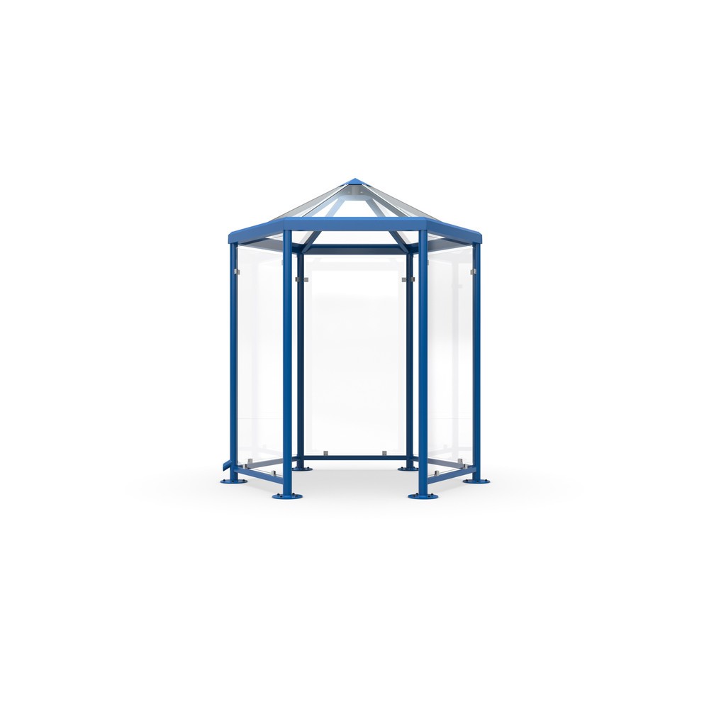 Produktabbildung: Raucherpavillon mit Spitzdach, ohne Seitenwände, 6-eckig, enzianblau