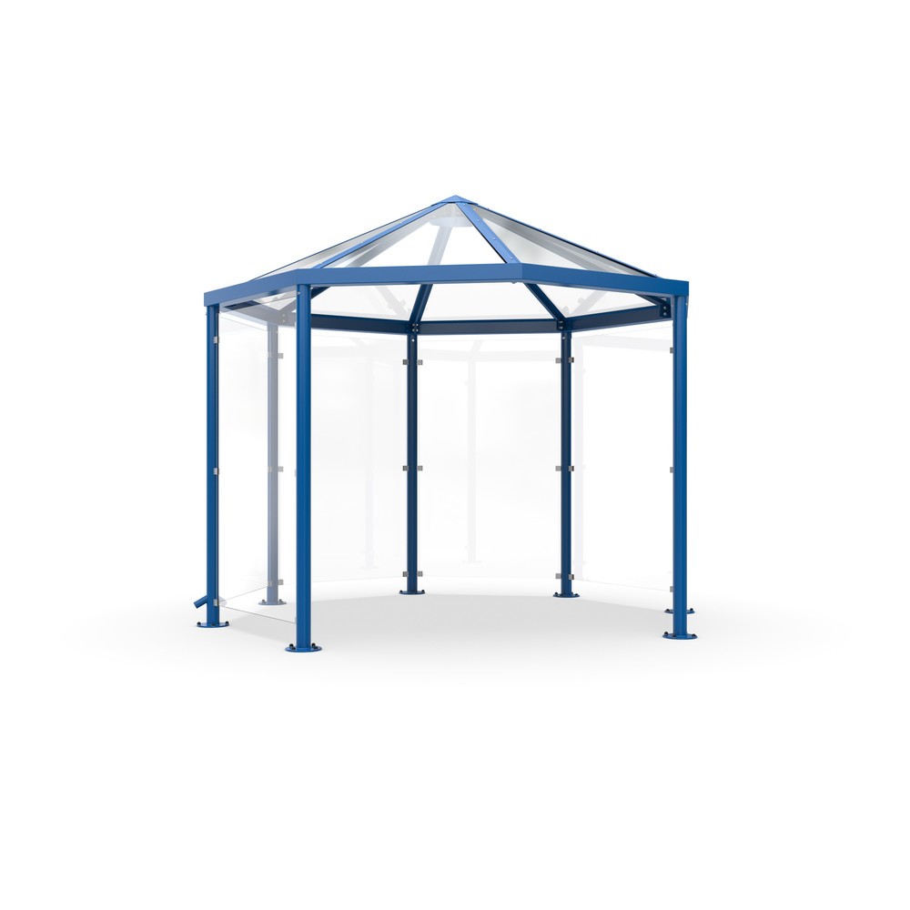 Produktabbildung: Raucherpavillon mit Spitzdach, ohne Seitenwände, 8-eckig, enzianblau