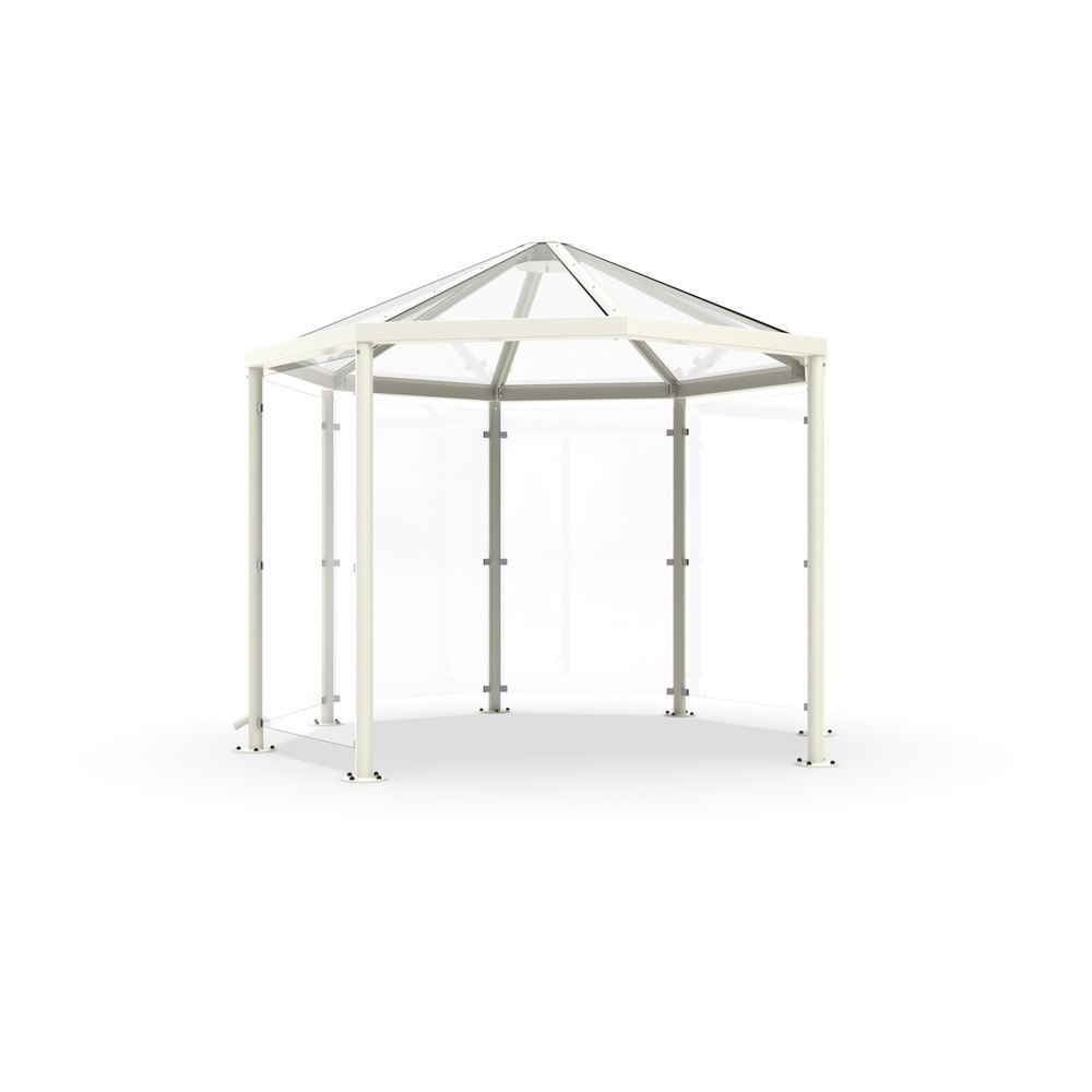 Produktabbildung: Raucherpavillon mit Spitzdach, ohne Seitenwände, 8-eckig, grauweiß