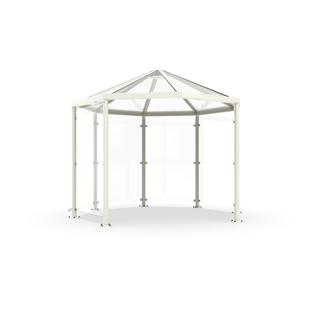 Produktabbildung: Raucherpavillon mit Spitzdach, ohne Seitenwände, 8-eckig, grauweiß