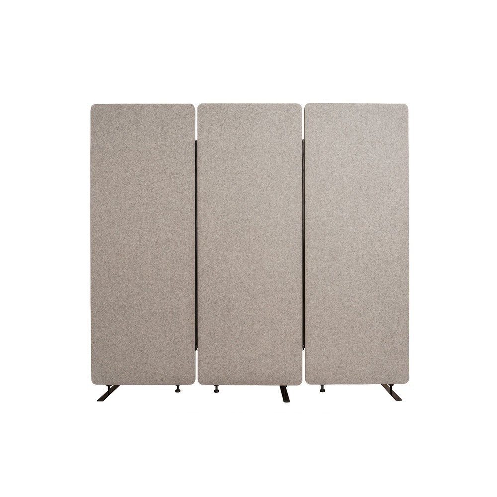 Produktabbildung: RECLAIM Akustiktrennwand, 3-teiliger Raumteiler, Breite 1.830 mm, hellgrau