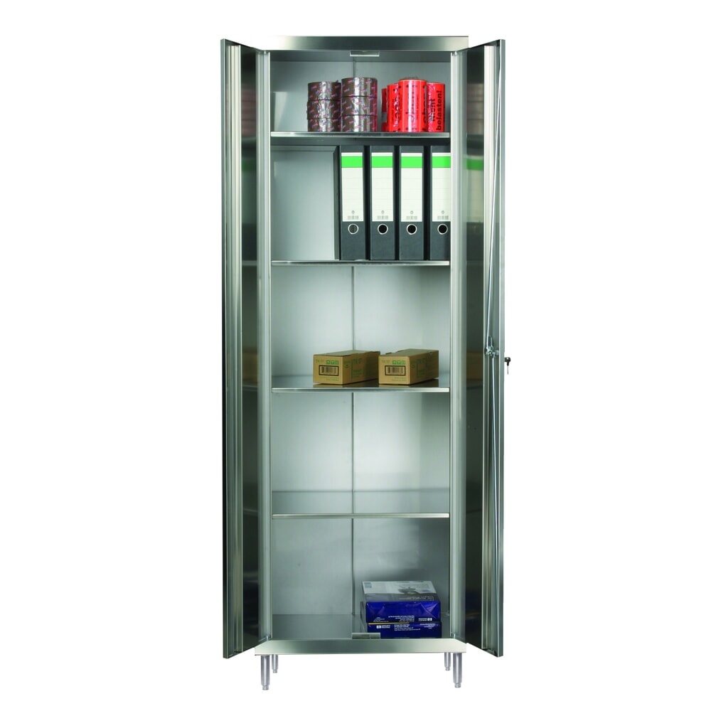 Produktabbildung Nr. 2: Reinsch Akten- & Lagerschrank aus Edelstahl, 2-flügelig, 4 feste Böden, HxBxT 1.850 x 600 x 500 mm, höhenverstellbare Füße