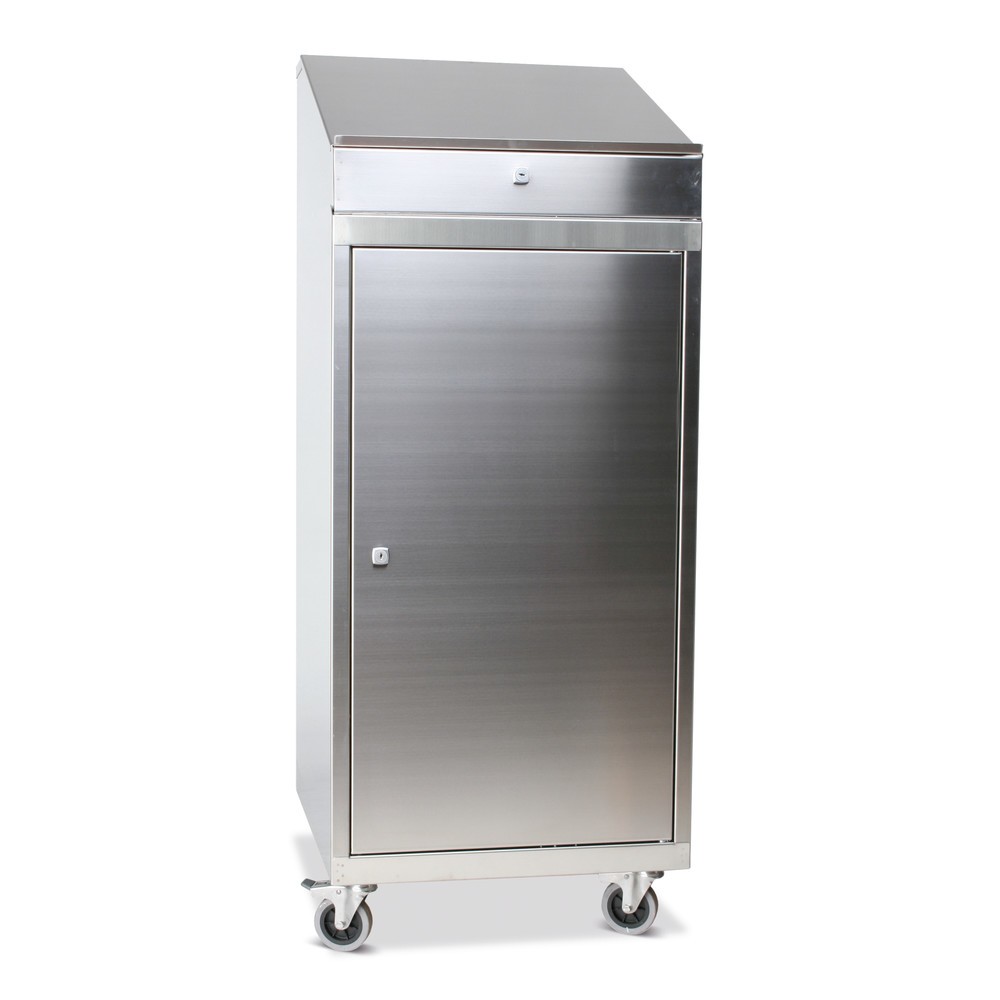 Produktabbildung Nr. 2: Reinsch Stehpult aus Edelstahl, 2 Fachböden, 1 Schublade, HxBxT 1.390 x 500 x 500 mm, Füße