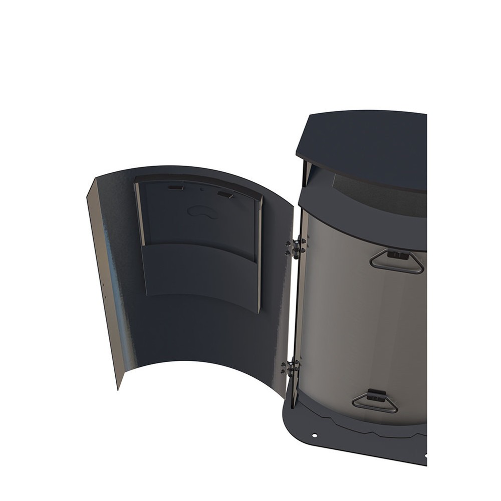 Produktabbildung Nr. 2: RENNER Abfallbehälter mit abgeschrägter Haube Typ 7092, 70 Liter, Noppenblech-Design, integrierter Beutelspender, schwarzgrau