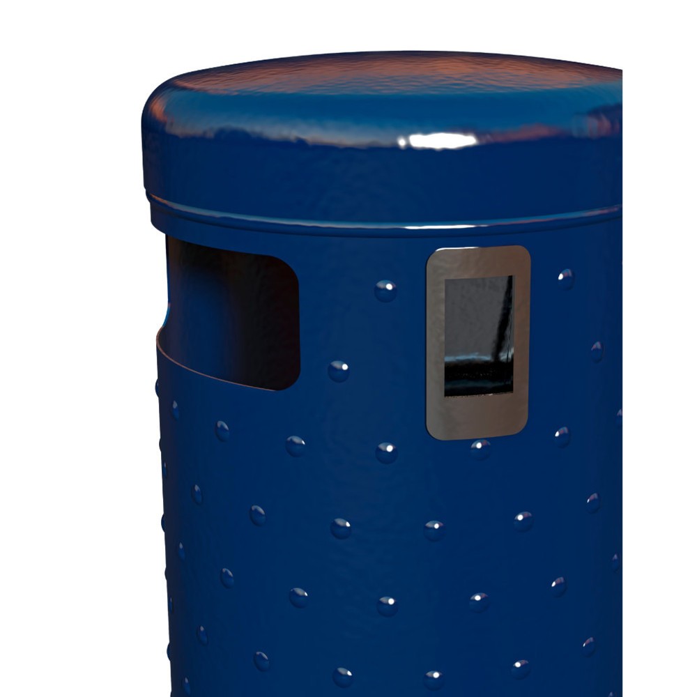 Produktabbildung Nr. 2: RENNER Abfallbehälter mit Bodenentleerung u. Chrom-Ascher Typ 7022, rund, 50 Liter, Noppenblech-Design, moosgrün