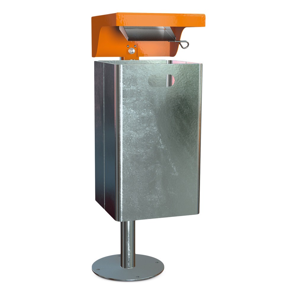 Produktabbildung Nr. 3: RENNER Abfallbehälter mit Schutzdach und Ascher, Stahlblech, 40 Liter, Höhe 580 mm, Wand- oder Pfostenmontage