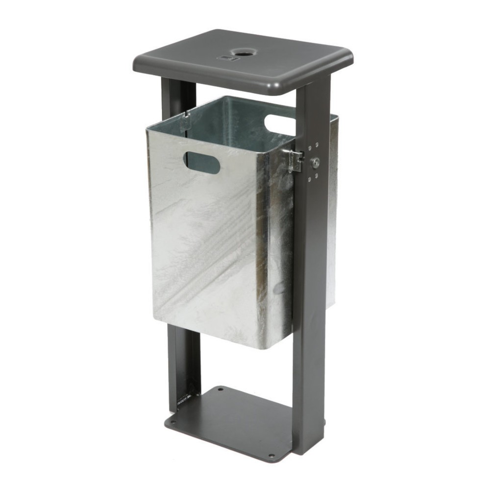 Produktabbildung Nr. 1: RENNER Abfallbehälter Typ 7083-60, rechteckig, 40 Liter, zum Aufschrauben, mit Ascher, verzinkt, Ständer u. Haube in anthrazit-eisenglimmer