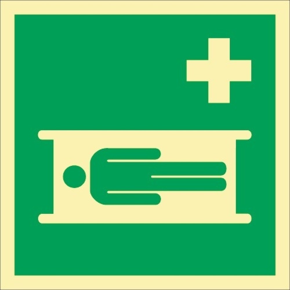 Produktabbildung: Rettungszeichen ASR A1.3/DIN EN ISO 7010/DIN 67510, Krankentrage, L148xB148 mm, Folie
