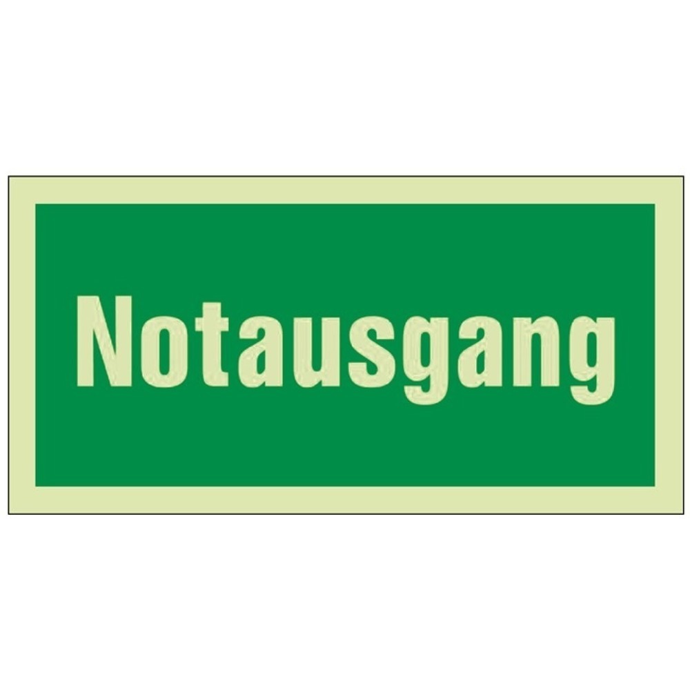 Produktabbildung: Rettungszeichen BGV A8, Notausgang grün/weiß, L297xB148 mm, Folie