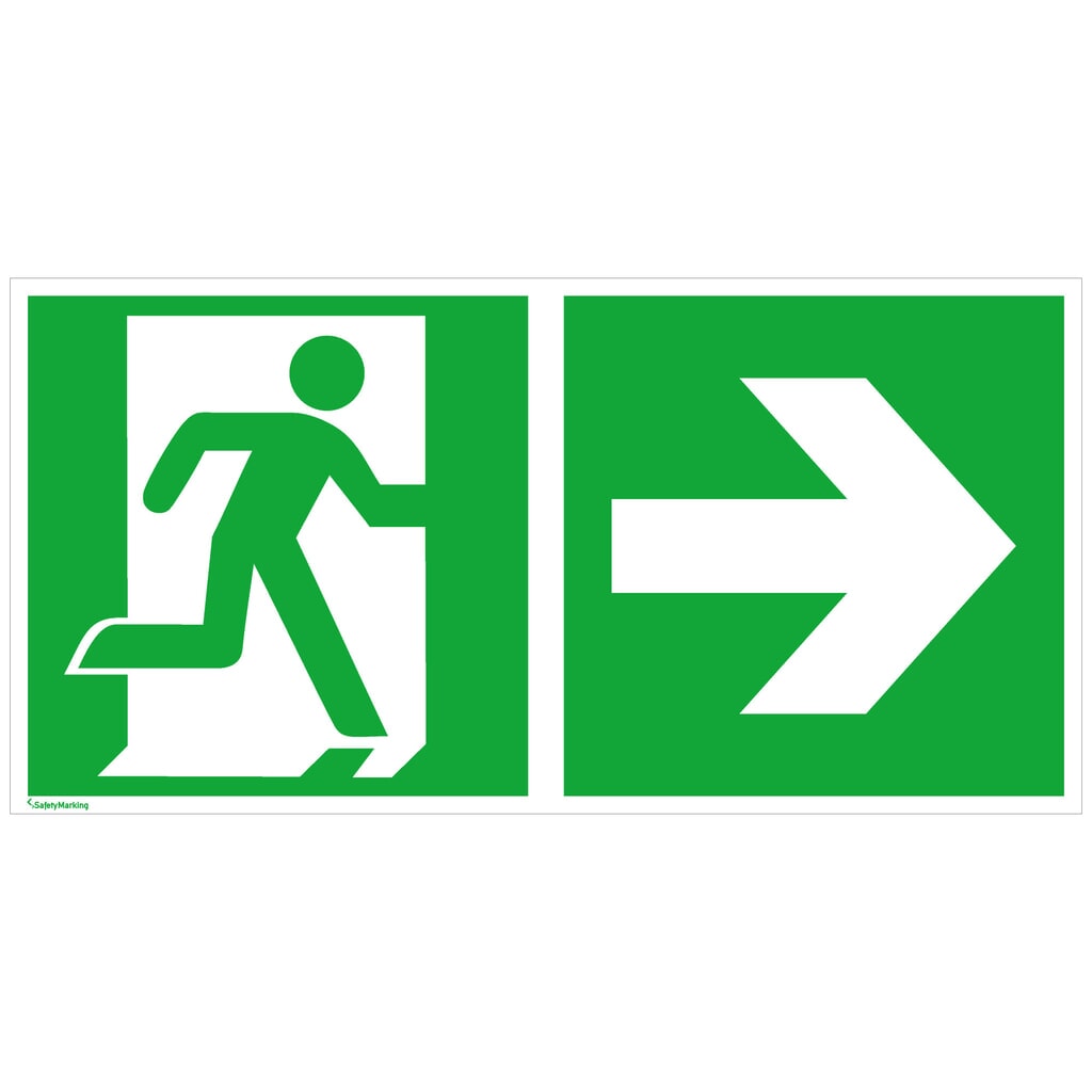 Rettungszeichen – Notausgang rechts, Pfeil rechts