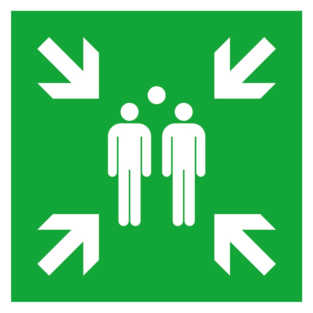 Produktabbildung: SafetyMarking® Sammelplatz, langnachleuchtend, HxB 400 x 400 mm, Folie HI
