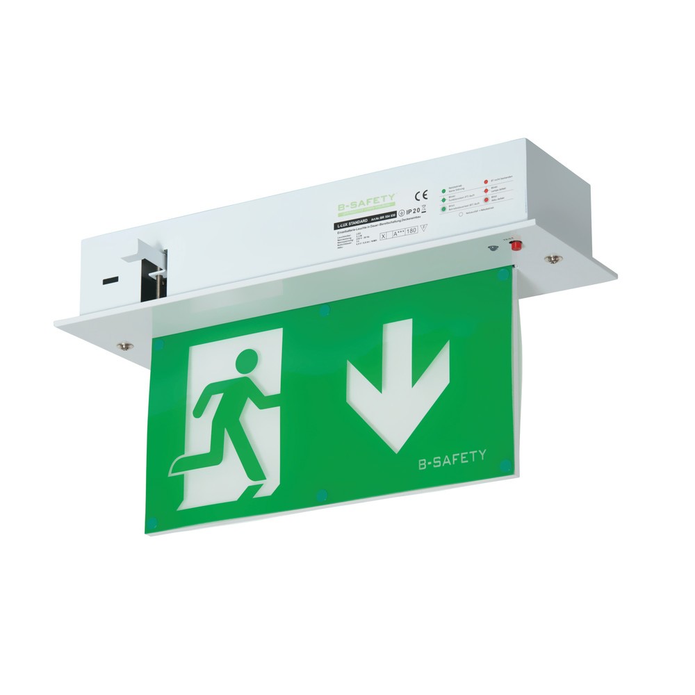 Produktabbildung: B-Safety Rettungszeichenleuchte L-LUX STANDARD, mit AUTOTEST-Funktion, 3h-Ausführung, Deckeneinbau