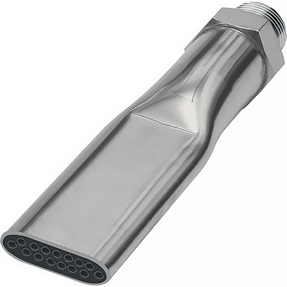 Produktabbildung: RIEGLER Flachdüse, Messing vernickelt Länge 100 mm, Außengewinde, Breite 21 mm