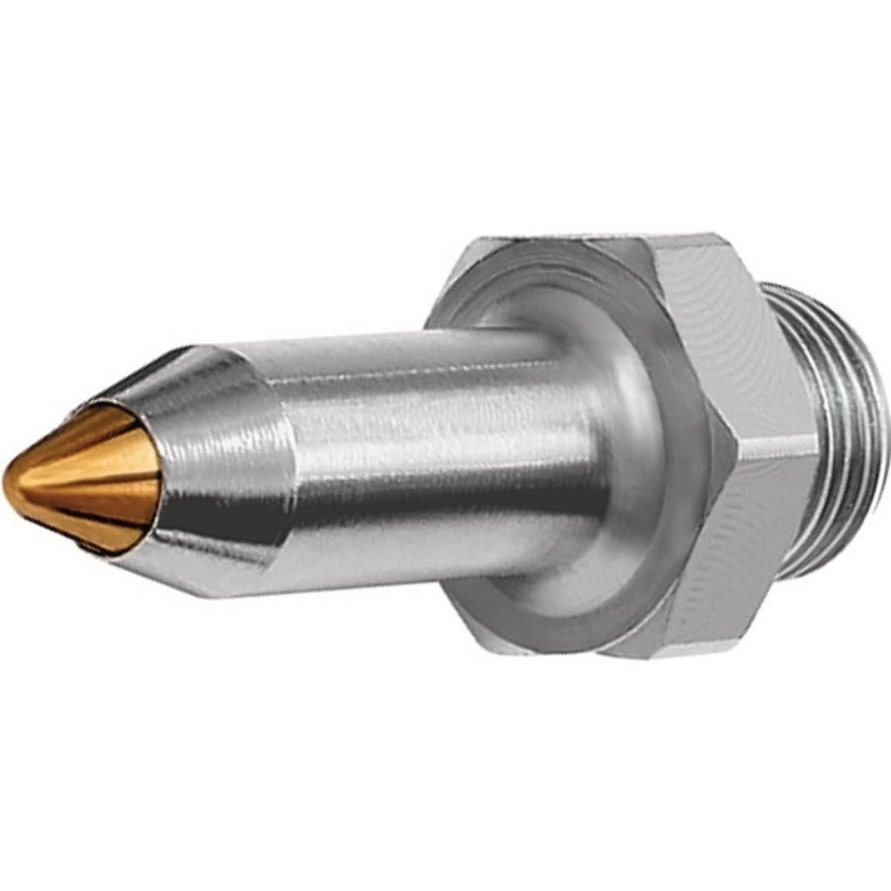 Produktabbildung: RIEGLER Sicherheitsdüse, Messing vernickelt Länge 45 mm, Außengewinde, Außen-Ø 8 mm