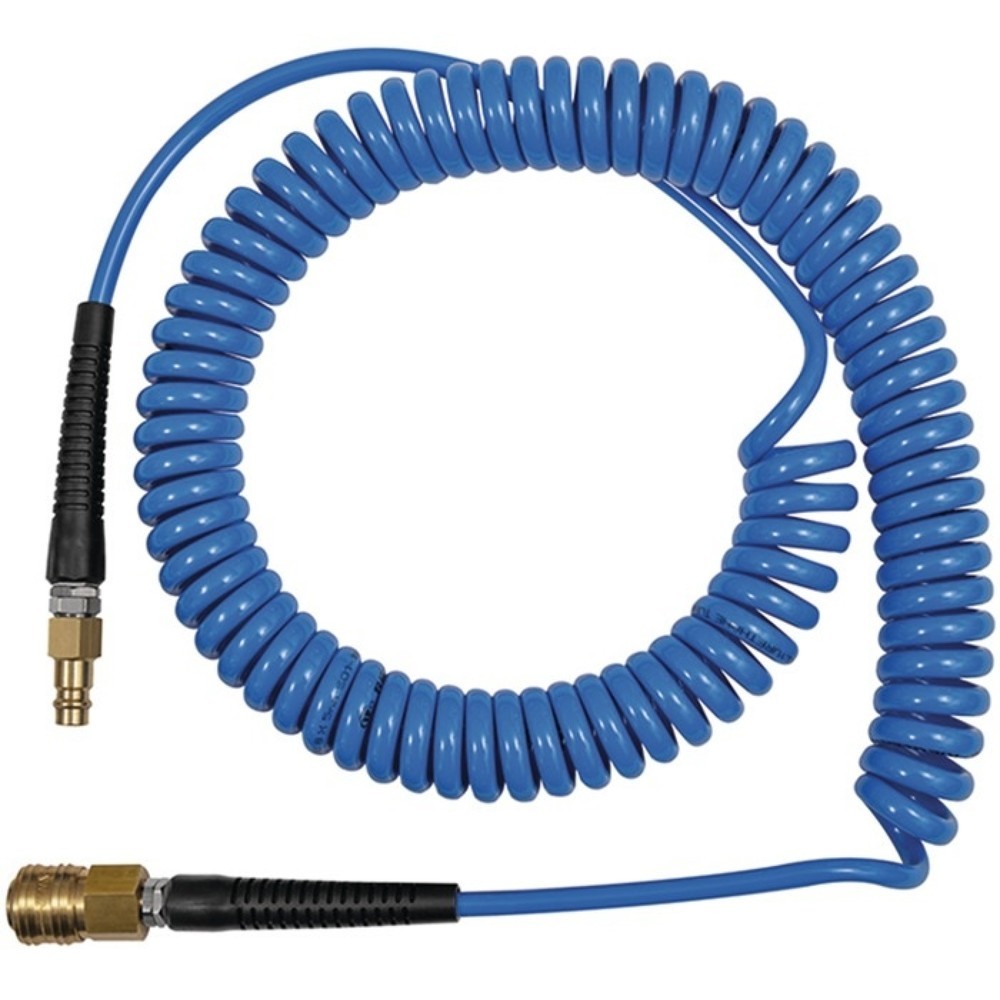 Produktabbildung: RIEGLER Spiralschlauchset, Länge 6 m, Innen-Ø 6,5 mm Außen-Ø 10 mm, Rolle, Kupplung DN 7,2