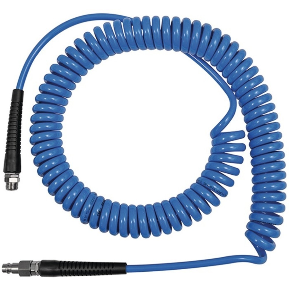 Produktabbildung: RIEGLER Spiralschlauchset, Länge 7,5 m, Innen-Ø 6,5 mm Außen-Ø 10 mm, Rolle, Stecker DN 7,2 G 1/4 ″