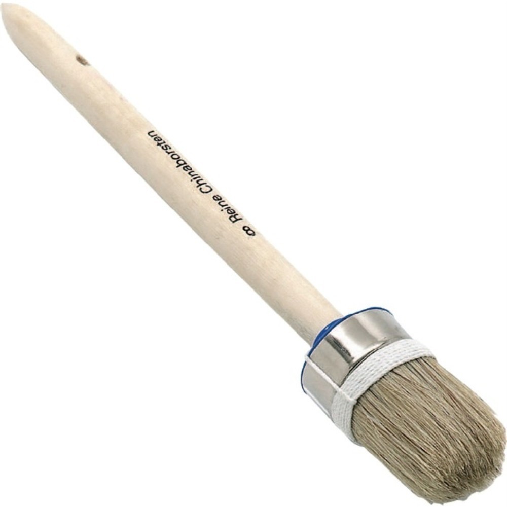Produktabbildung: Ringpinsel Gr.4 Borsten-L.52mm 25mm helle Mischb.roh.Holzstiel NÖLLE