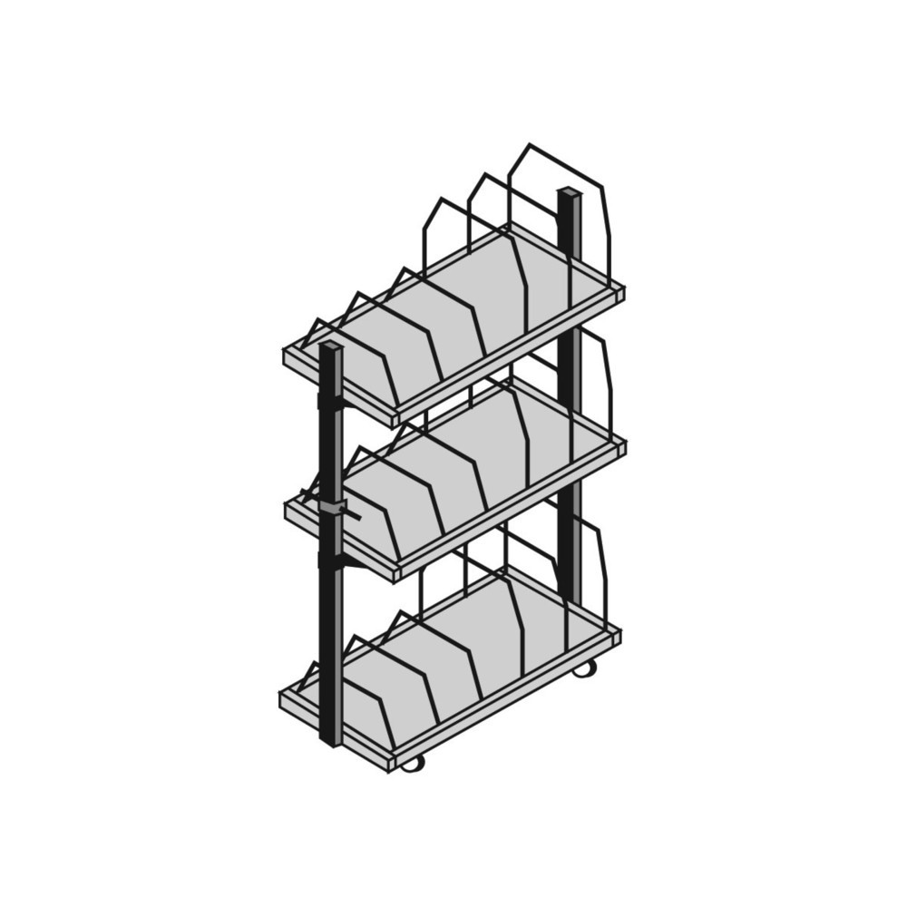 Produktabbildung Nr. 2: Rocholz Kartonagen-Magazin mit Schiebebügel, 3 Ebenen, HxBxT 1.860 x 1.015 x 600 mm