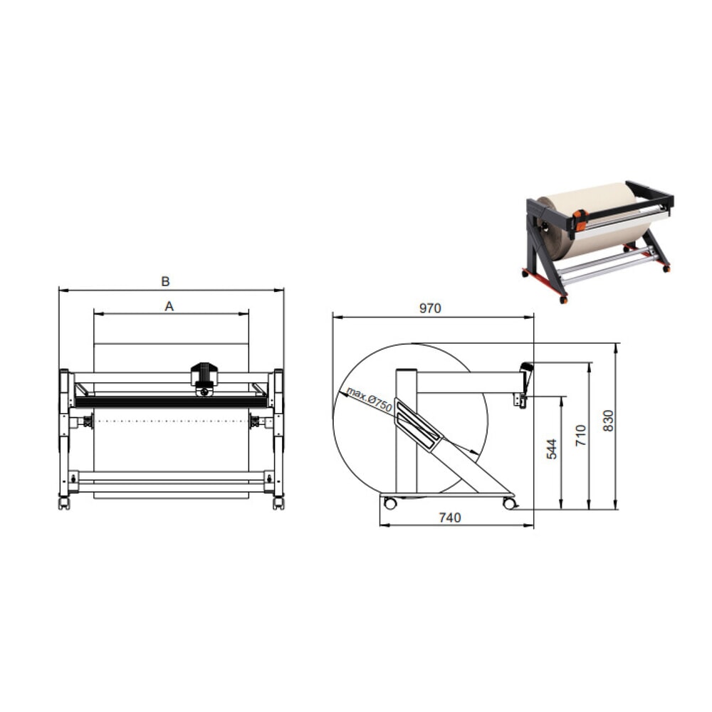 Produktabbildung Nr. 3: Rocholz Untertisch-Schneidegerät Stabil, Schnittbreite 750 mm