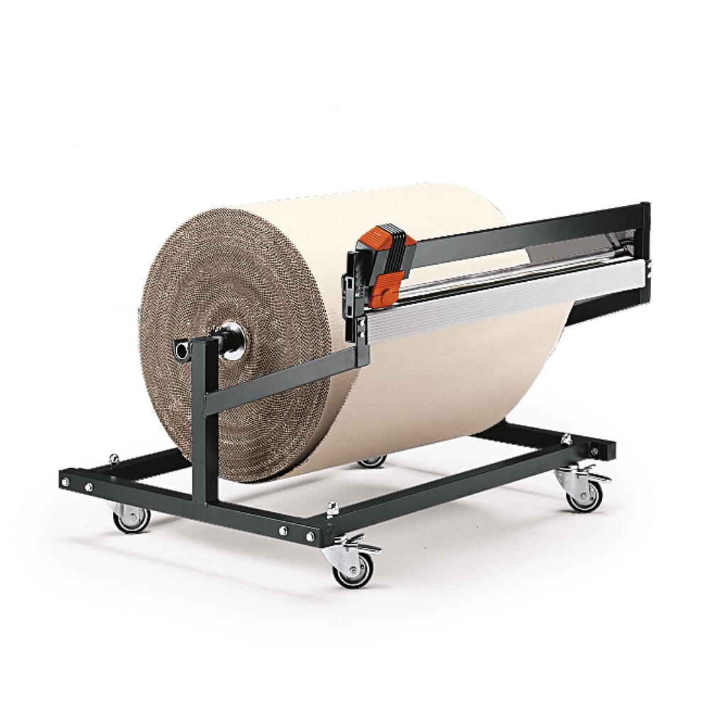 Produktabbildung: Rocholz Untertisch-Schneidständer Standard, mobile Ausführung, Rollengewicht max. 200 kg, Schnittbreite 750 mm