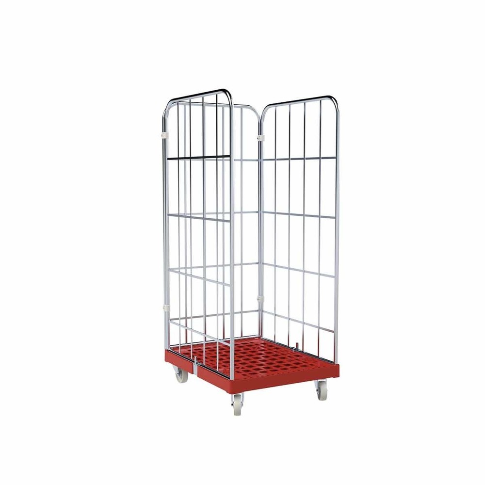 Rollbehälter 1460 KU rot, 682 x 815 mm, 3-seitig, Cr 3, für Euronormkästen Produktabbildung: Rollbehälter 1460 KU rot, 682 x 815 mm, 3-seitig, Cr 3, für Euronormkästen