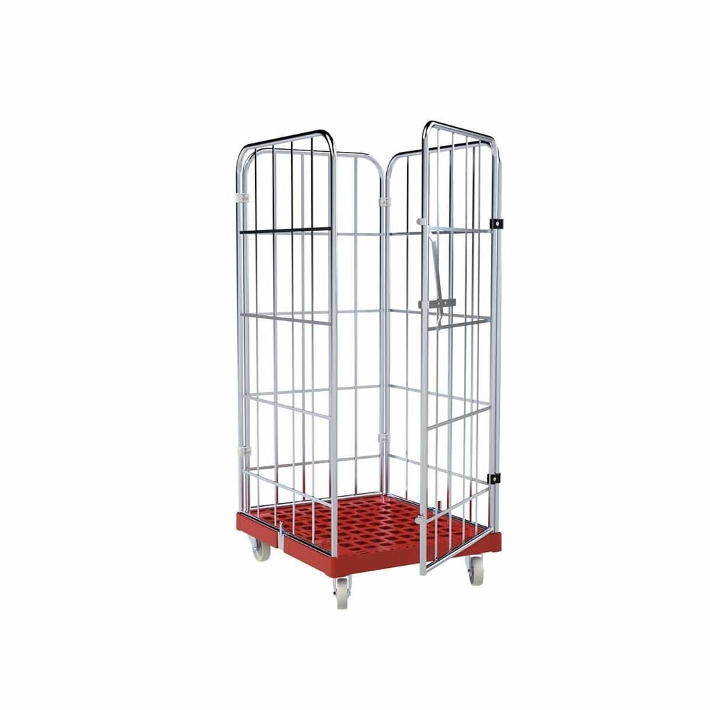Produktabbildung Nr. 1: Rollbehälter, 4-seitig, einteilige Vorderwand, Kunststoff-Rollplatte, HxBxT 1.650 x 724 x 815 mm, feuerrot