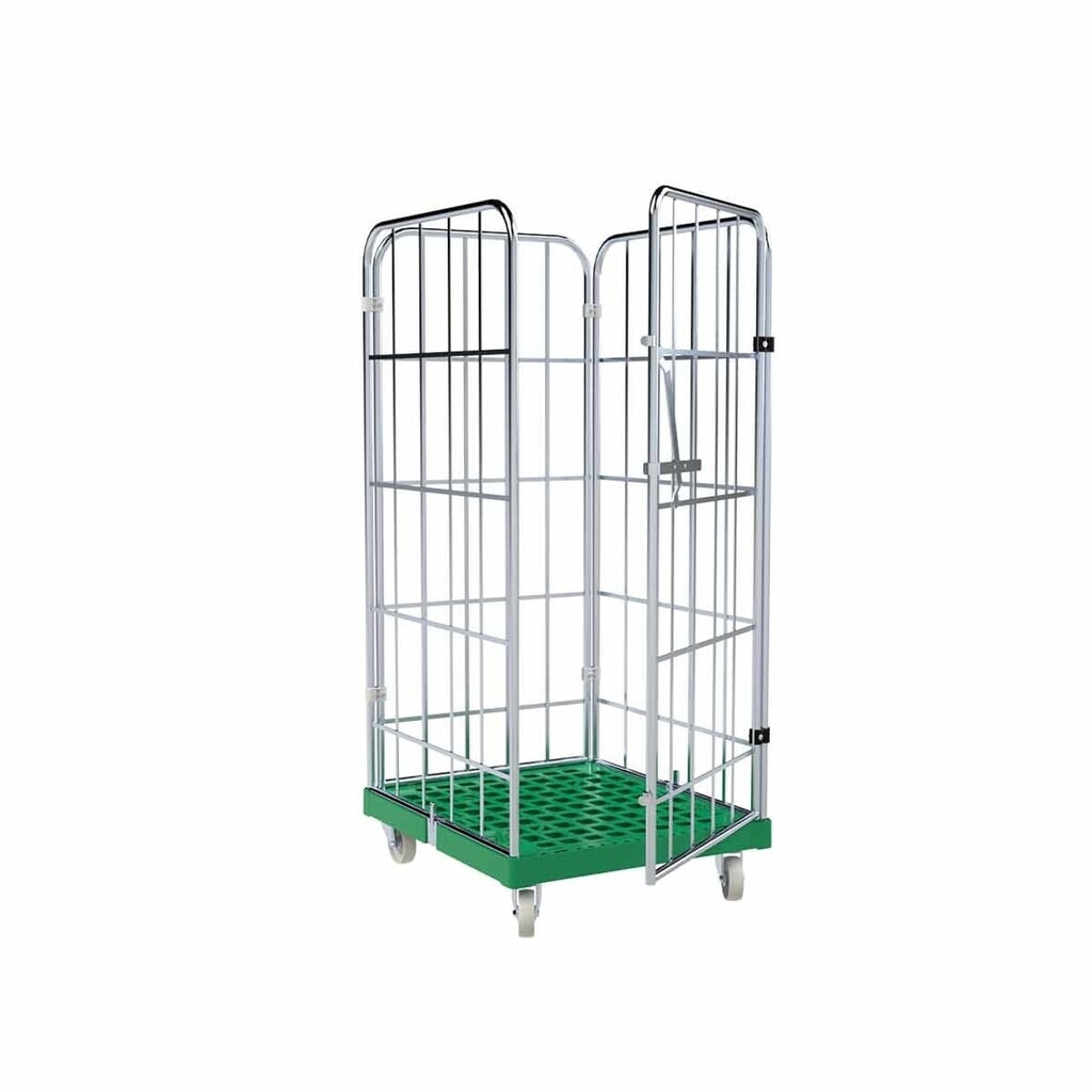 Rollbehälter, 4-seitig, einteilige Vorderwand, Kunststoff-Rollplatte, HxBxT 1.650 x 724 x 815 mm, verkehrsgrün Produktabbildung: Rollbehälter, 4-seitig, einteilige Vorderwand, Kunststoff-Rollplatte, HxBxT 1.650 x 724 x 815 mm, verkehrsgrün