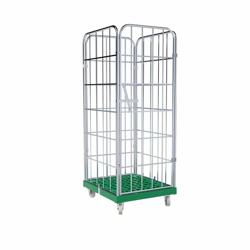 Rollbehälter, 4-seitig, einteilige Vorderwand, Kunststoff-Rollplatte, HxBxT 1.850 x 724 x 815 mm, verkehrsgrün Produktabbildung: Rollbehälter, 4-seitig, einteilige Vorderwand, Kunststoff-Rollplatte, HxBxT 1.850 x 724 x 815 mm, verkehrsgrün