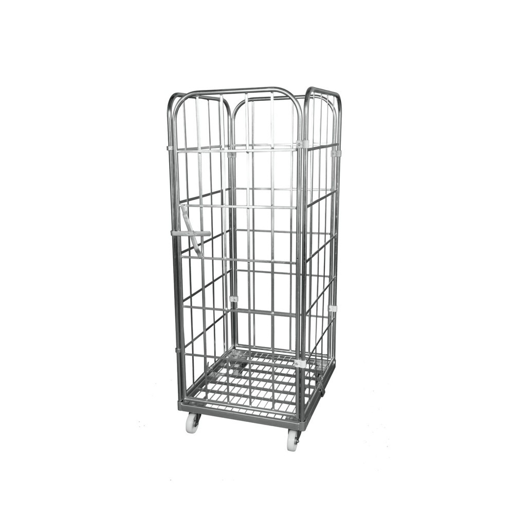 Produktabbildung: Rollbehälter, 4-seitig, einteilige Vorderwand, Stahl-Rollplatte, HxBxT 1.650 x 710 x 800 mm