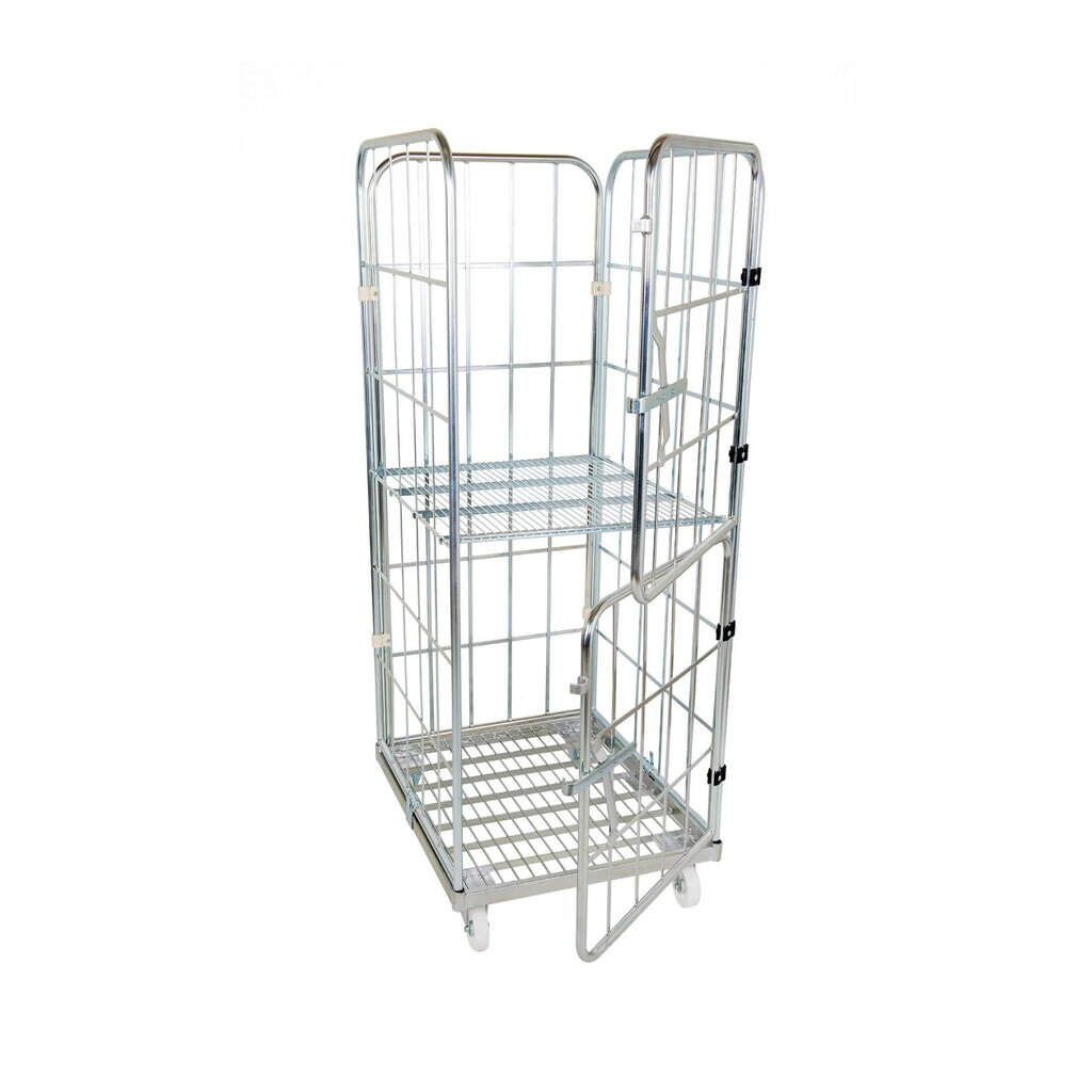 Rollbehälter, 4-seitig, geteilte Vorderwand, Stahl-Rollplatte, HxBxT 1.850 x 724 x 815 mm Produktabbildung: Rollbehälter, 4-seitig, geteilte Vorderwand, Stahl-Rollplatte, HxBxT 1.850 x 724 x 815 mm