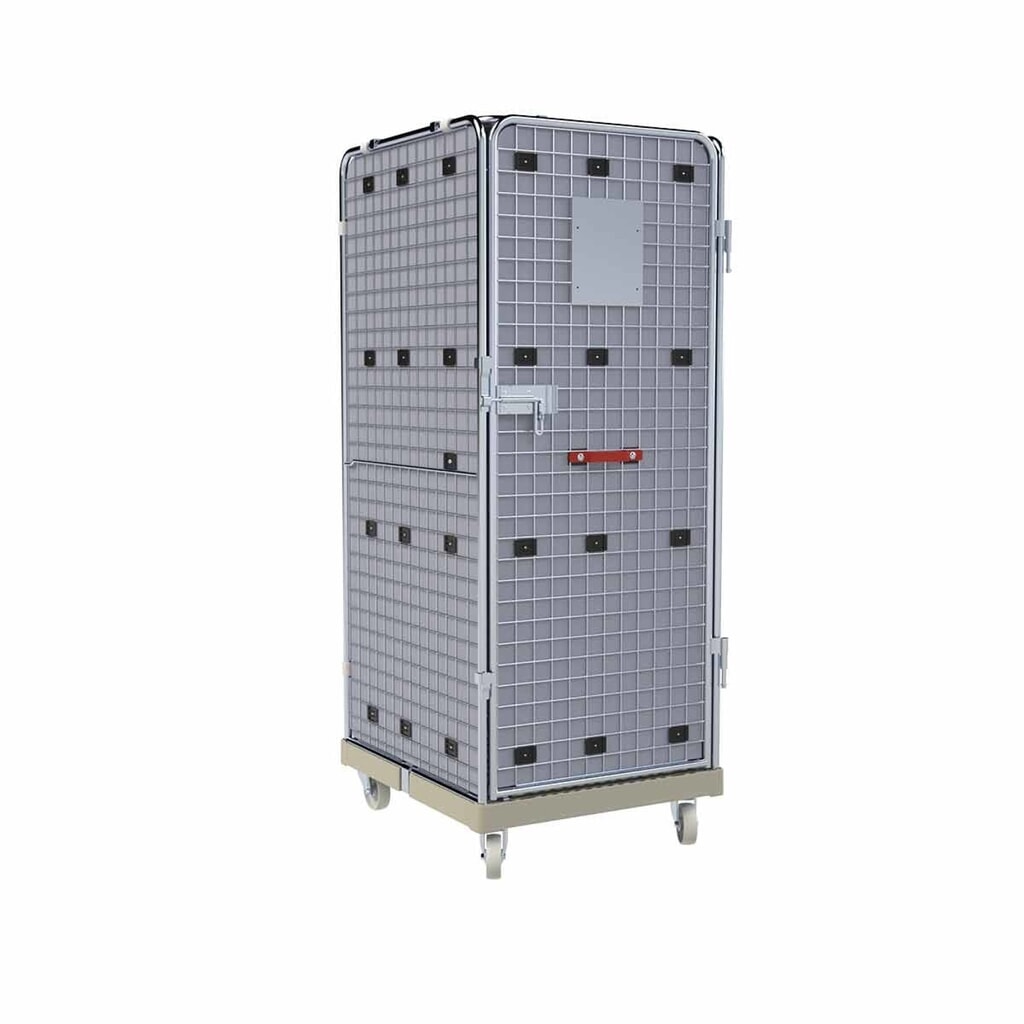 Rollbehälter ADB 1600 KU grau, 724 x 815 mm, 5-seitig, 1 Tür, 1 ZWB klappbar, Cr 3, mit Auskleidung Produktabbildung: Rollbehälter ADB 1600 KU grau, 724 x 815 mm, 5-seitig, 1 Tür, 1 ZWB klappbar, Cr 3, mit Auskleidung