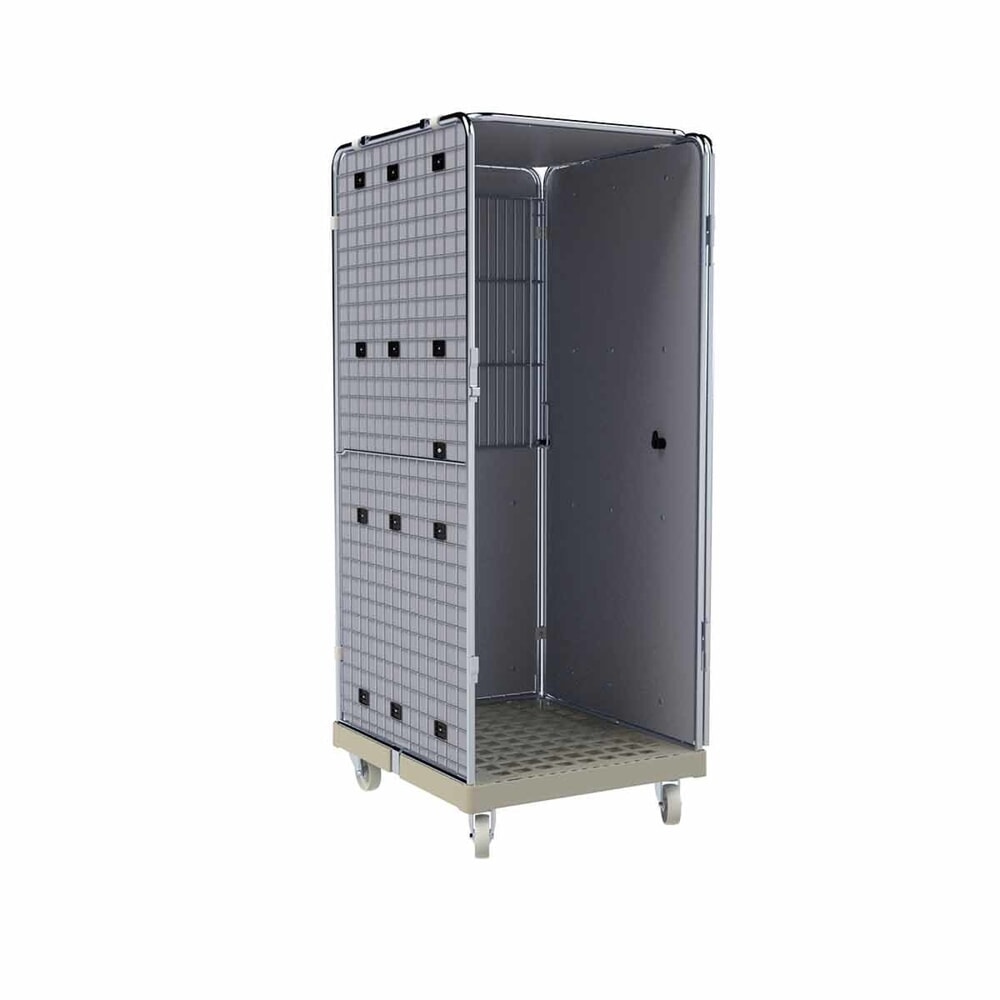 Produktabbildung Nr. 2: Rollbehälter ADB 1600 KU grau, 724 x 815 mm, 5-seitig, 1 Tür, 1 ZWB klappbar, Cr 3, mit Auskleidung