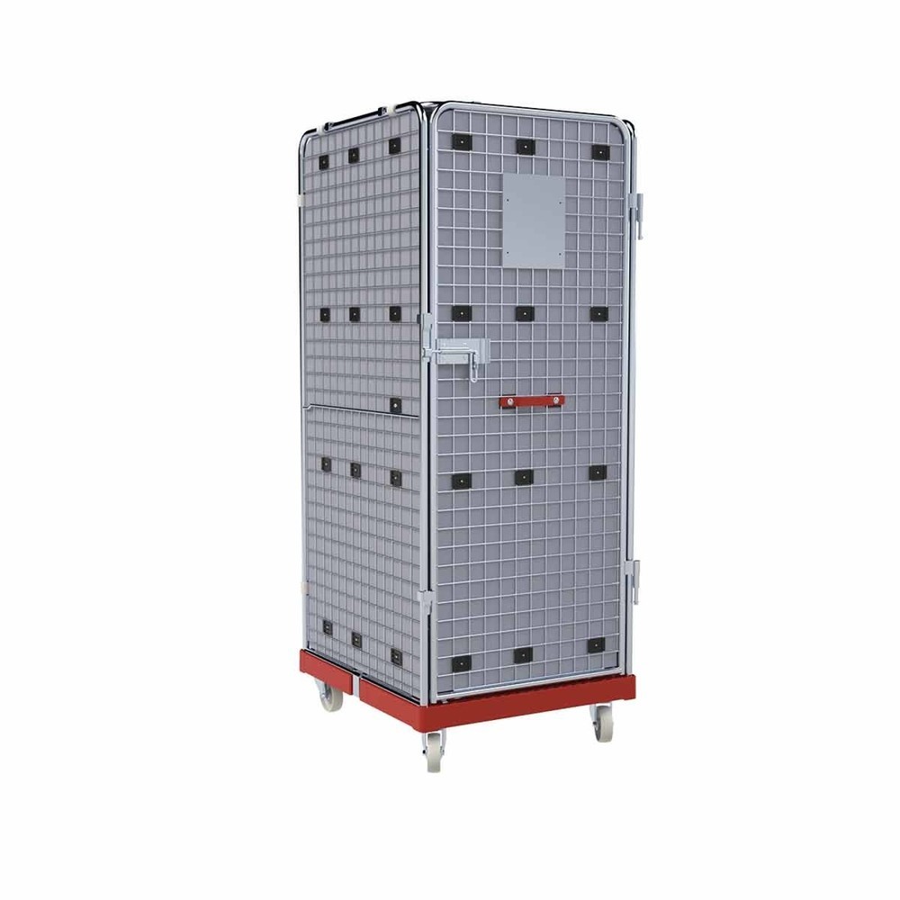 Produktabbildung: Rollbehälter ADB 1600 KU rot, 724 x 815 mm, 5-seitig, 1 Tür, 1 ZWB klappbar, Cr 3, mit Auskleidung