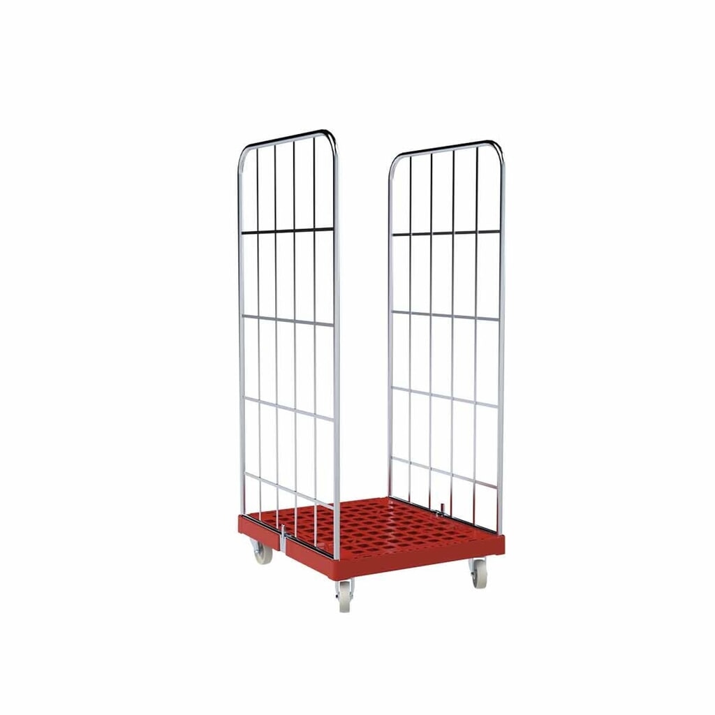 Rollbehälter Classic, 2-seitig, galvanisch verzinkt, Kunststoff-Rollplatte, HxBxT 1.650 x 724 x 815 mm, feuerrot Produktabbildung: Rollbehälter Classic, 2-seitig, galvanisch verzinkt, Kunststoff-Rollplatte, HxBxT 1.650 x 724 x 815 mm, feuerrot