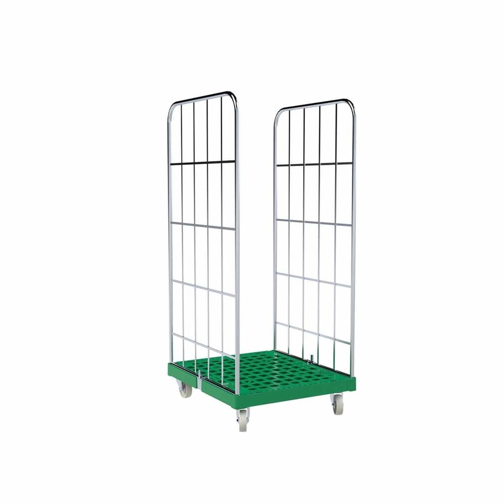Rollbehälter Classic, 2-seitig, galvanisch verzinkt, Kunststoff-Rollplatte, HxBxT 1.650 x 724 x 815 mm, verkehrsgrün Produktabbildung: Rollbehälter Classic, 2-seitig, galvanisch verzinkt, Kunststoff-Rollplatte, HxBxT 1.650 x 724 x 815 mm, verkehrsgrün