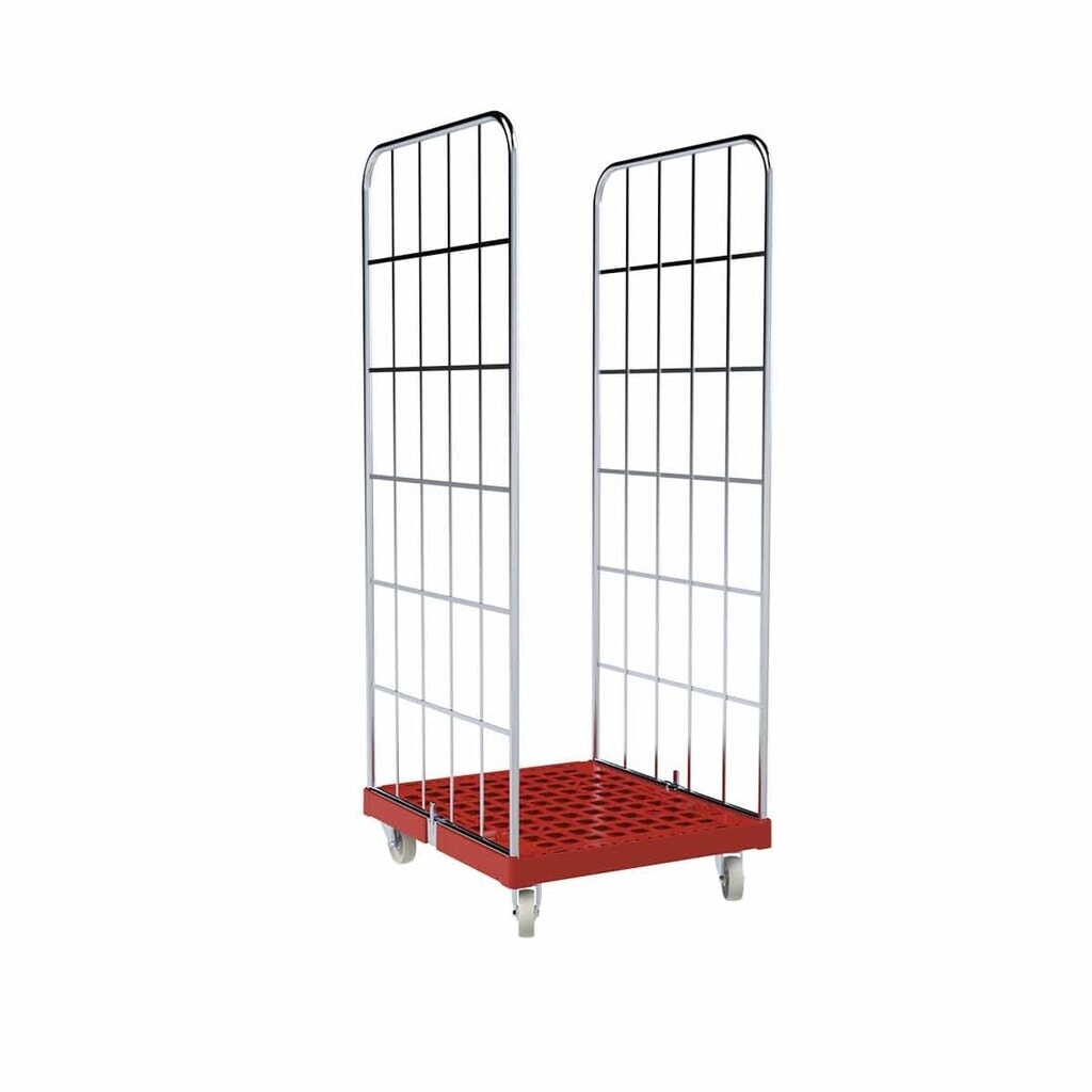 Rollbehälter Classic, 2-seitig, galvanisch verzinkt, Kunststoff-Rollplatte, HxBxT 1.850 x 724 x 815 mm, feuerrot Produktabbildung: Rollbehälter Classic, 2-seitig, galvanisch verzinkt, Kunststoff-Rollplatte, HxBxT 1.850 x 724 x 815 mm, feuerrot