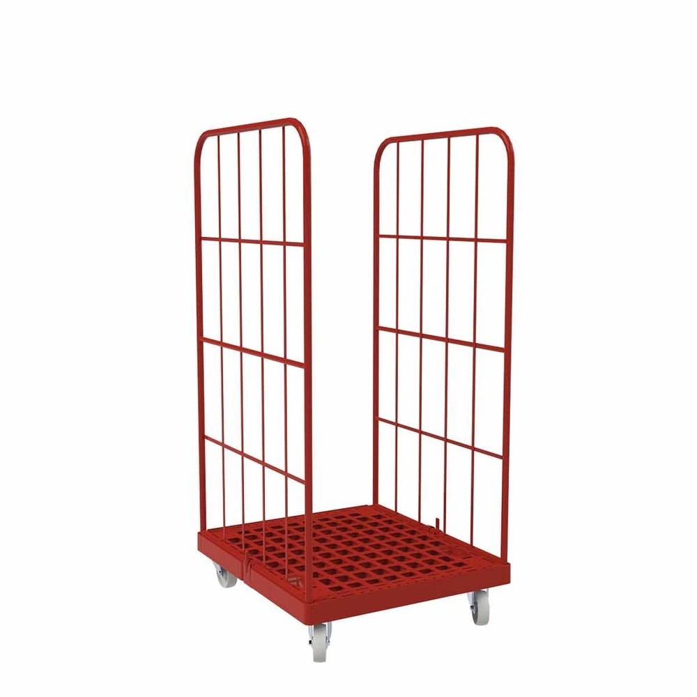 Produktabbildung Nr. 1: Rollbehälter Classic, 2-seitig, grobmaschig, pulverbeschichtet, Kunststoff-Rollplatte, HxBxT 1.550 x 724 x 815 mm, feuerrot