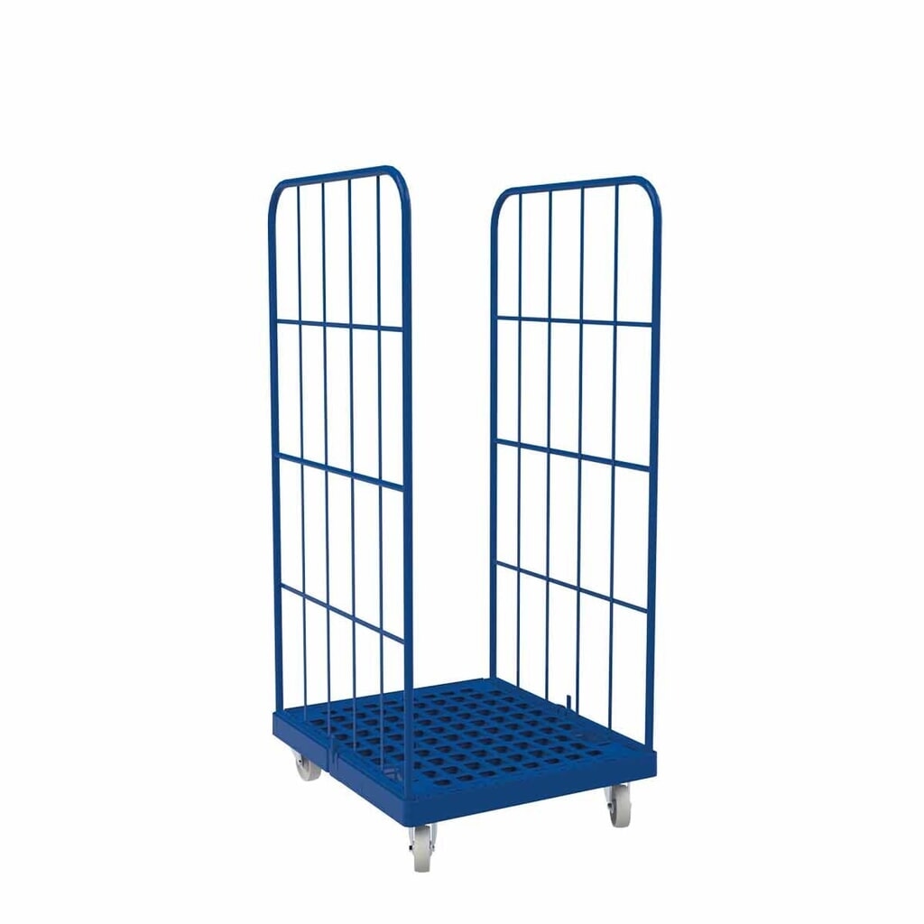Rollbehälter Classic, 2-seitig, pulverbeschichtet, Kunststoff-Rollplatte, HxBxT 1.650 x 724 x 815 mm, enzianblau Produktabbildung: Rollbehälter Classic, 2-seitig, pulverbeschichtet, Kunststoff-Rollplatte, HxBxT 1.650 x 724 x 815 mm, enzianblau